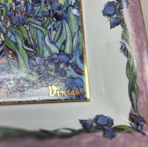 Vintage Goebel Ceramic Dish Featuring The Les Iris Painting By Vincent Van Gogh - Picture 4 of 14